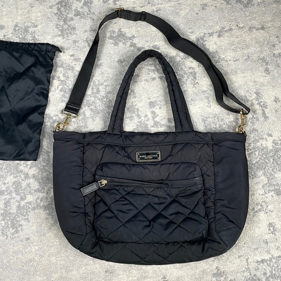 Marc Jacobs Quilted Nylon Baby Diaper Bag Travel Commute Duffle Black - Picture 3 of 16